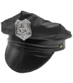 Tradineur - Gorra de policía para adulto, 100% poliéster, sombrero, gorro para disfraz de agente de la ley, accesorio de carnaval, Halloween, cosplay, fiestas (Negro, 25 x 25 x 17 cm)