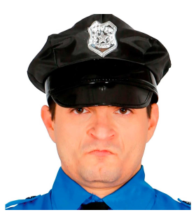 Tradineur - Gorra de policía para adulto, 100% poliéster, sombrero, gorro para disfraz de agente de la ley, accesorio de carnaval, Halloween, cosplay, fiestas (Negro, 25 x 25 x 17 cm)