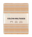 Tradineur - Colcha Multiusos - Fabricada en España - 70% Algodón / 30% Poliéster - Apto para Cama, Muebles y mesas - 270 x 200 cm - Color Raya Camel