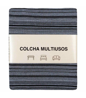 Tradineur - Colcha Multiusos - Fabricada en España - 70% Algodón / 30% Poliéster - Apto para Cama, Muebles y mesas - 270 x 200 cm - Color Raya Negro