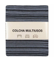 Tradineur - Colcha Multiusos - Fabricada en España - 70% Algodón / 30% Poliéster - Apto para Cama, Muebles y mesas - 270 x 200 cm - Color Raya Negro