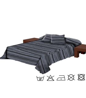 Tradineur - Colcha Multiusos - Fabricada en España - 70% Algodón / 30% Poliéster - Apto para Cama, Muebles y mesas - 270 x 200 cm - Color Raya Negro