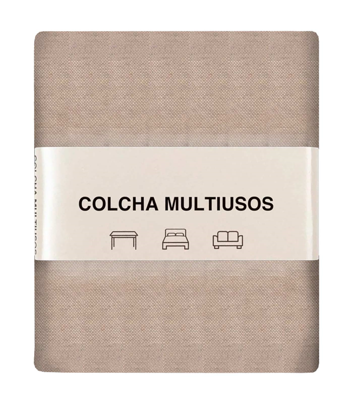 Tradineur - Colcha Multiusos - Fabricada en España - 70% Algodón / 30% Poliéster - Apto para Cama, Muebles y mesas - 270 x 200 cm - Color Crudo