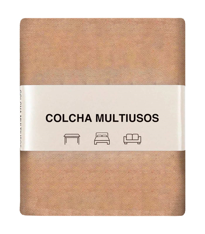 Tradineur - Colcha Multiusos - Fabricada en España - 70% Algodón / 30% Poliéster - Apto para Cama, Muebles y mesas - 270 x 200 cm - Color Camel