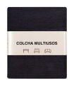 Tradineur - Colcha Multiusos - Fabricada en España - 70% Algodón / 30% Poliéster - Apto para Cama, Muebles y mesas - 270 x 200 cm - Color Negro