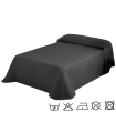 Tradineur - Colcha Multiusos - Fabricada en España - 70% Algodón / 30% Poliéster - Apto para Cama, Muebles y mesas - 270 x 200 cm - Color Negro