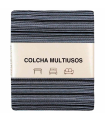 Tradineur - Colcha Multiusos - Fabricada en España - 70% Algodón / 30% Poliéster - Apto para Cama, Muebles y mesas - 270 x 230 cm - Color Raya Negro