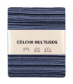 Tradineur - Colcha Multiusos - Fabricada en España - 70% Algodón / 30% Poliéster - Apto para Cama, Muebles y mesas - 270 x 230 cm - Color Raya Azul