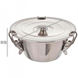 Tradineur - Flanero de acero Inoxidable con tapa y cierres de pinzas - Recipiente para elaborar flanes, repostería, cocina - Apt
