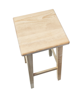 Tradineur - Taburete cuadrado alto de madera natural sin tratar, banqueta de barra de bar con reposapiés, cocina, estable y robusto, 80 x 29 x 29 cm