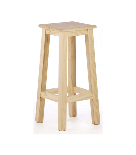 Reggo - Taburete alto, banqueta de barra de bar, cocina de madera de pino maciza cuadrado 80 x 26 x 26 cm