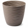 Tradineur - Maceta redonda con plato - Diseño Wind (Ø 15 cm) - Fabricado en plástico - Ideal para jardín exterior, terraza o bal