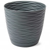 Tradineur - Maceta redonda con plato - Diseño Wind (Ø 23 cm) - Fabricado en plástico - Ideal para jardín exterior, terraza o bal