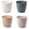 Tradineur - Maceta redonda con plato - Diseño Wind (Ø 23 cm) - Fabricado en plástico - Ideal para jardín exterior, terraza o bal