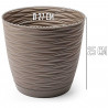 Tradineur - Maceta redonda con plato - Diseño Wind (Ø 27 cm) - Fabricado en plástico - Ideal para jardín exterior, terraza o bal
