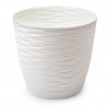 Tradineur - Maceta redonda con plato - Diseño Wind (Ø 27 cm) - Fabricado en plástico - Ideal para jardín exterior, terraza o bal