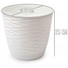 Tradineur - Maceta redonda con plato - Diseño Wind (Ø 27 cm) - Fabricado en plástico - Ideal para jardín exterior, terraza o bal