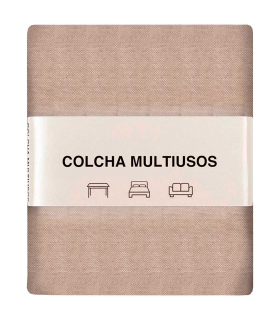 Tradineur - Colcha Multiusos - Fabricada en España - 70% Algodón / 30% Poliéster - Apto para Cama, Muebles y mesas - 270 x 230 cm - Color Crudo