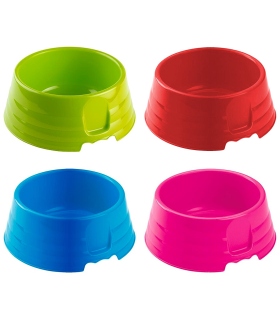 Tradineur - Comedero Redondo para Mascotas - Fabricado en Plástico - Ideal para Todas Clases de Mascotas, Perro y Gatos - Capacidad: 2,5 L - Ø 26,5 x 10 cm - Color Surtido