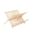 Escurreplatos de madera plegable, escurridor de platos, 43 x 37 x 29 cm, estante, soporte para vajilla, 2 niveles, organizador de platos para fregadero, cocina