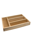 Cubertero, organizador de cubiertos de madera 31,3 x 20,4 x 4.1 cm, 4 compartimentos. Bandeja, porta utensilios de madera para cajón cocina