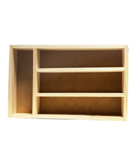 Cubertero, organizador de cubiertos de madera 31,3 x 20,4 x 4.1 cm, 4 compartimentos. Bandeja, porta utensilios de madera para cajón cocina