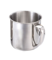 Taza de metal con asa, de 12 cm de diámetro y 11,5 cm de alto, válida para distintos ámbitos o funciones. Recipiente metálico de gran capacidad resistente y muy duradero. Tazón redondo con asa.