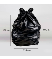 Tradineur - Pack de 10 bolsas de basura XXL, plástico reciclado, resistentes y antigoteo, ecológicas, reciclables, aptas para cubos de basura, hostelería (Negro, 180 litros, 115 x 150 cm)