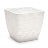 Tradineur - Maceta Cuadrada con plato - Diseño Wind - Fabricado en plástico - Ideal para jardín exterior, terraza o balcón - 14
