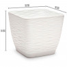 Tradineur - Maceta Cuadrada con plato - Diseño Wind - Fabricado en plástico - Ideal para jardín exterior, terraza o balcón - 14