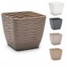Tradineur - Maceta Cuadrada con plato - Diseño Wind - Fabricado en plástico - Ideal para jardín exterior, terraza o balcón - 14