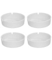 Tradineur - Pack de 4 ceniceros redondos de cerámica, cuenco, recipiente con muescas para cigarrillos, uso interior y exterior, hostelería, hogar (Blanco, Ø 10 cm)