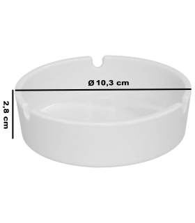 Tradineur - Pack de 4 ceniceros redondos de cerámica, cuenco, recipiente con muescas para cigarrillos, uso interior y exterior, hostelería, hogar (Blanco, Ø 10 cm)