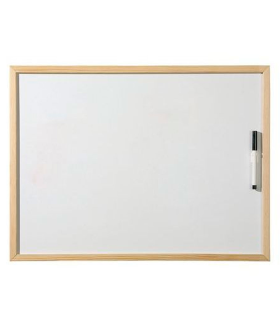 Tradineur - Pizarra Blanca de con rotulador - Marco de Madera MDF - Fácil de borrar y colocar - ideal para colegios, tiendas, hogares, oficinas - 40 x 60 cm - Marco Aleatorio