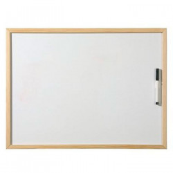 Tradineur - Pizarra Blanca con rotulador - Marco de Madera MDF - Fácil de borrar y colocar - ideal para colegios, tiendas, hogar