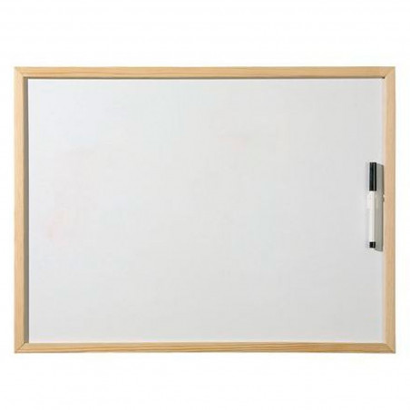 Tradineur - Pizarra Blanca con rotulador - Marco de Madera MDF - Fácil de borrar y colocar - ideal para colegios, tiendas, hogar