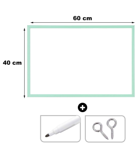 Tradineur - Pizarra Blanca de con rotulador - Marco de Madera MDF - Fácil de borrar y colocar - ideal para colegios, tiendas, hogares, oficinas - 40 x 60 cm - Marco Aleatorio