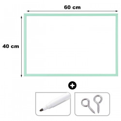 Tradineur - Pizarra Blanca con rotulador - Marco de Madera MDF - Fácil de borrar y colocar - ideal para colegios, tiendas, hogar