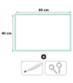 Tradineur - Pizarra Blanca de con rotulador - Marco de Madera MDF - Fácil de borrar y colocar - ideal para colegios, tiendas, hogares, oficinas - 40 x 60 cm - Marco Aleatorio