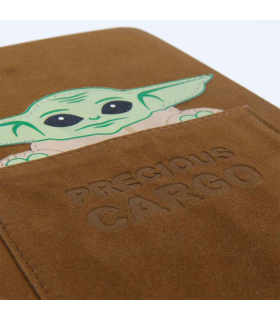 Tradineur - Cuaderno de piel A5 de Star Wars con baby Yoda, color marrón ideal para tomar notas, para la escuela... Medidas 20,7 x 14,6 x 2,1 cm. Licencia oficial Disney