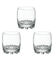 Tradineur - Set de 3 vasos de cristal "Galassia", base gruesa, resistentes, servir whisky, agua, licores, bebidas, aptos para lavavajillas, 9 x 7,5 cm, 30 cl