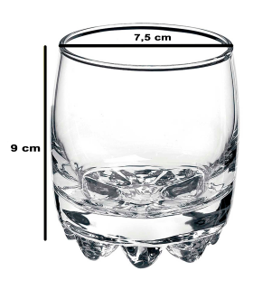 Tradineur - Set de 3 vasos de cristal "Galassia", base gruesa, resistentes, servir whisky, agua, licores, bebidas, aptos para lavavajillas, 9 x 7,5 cm, 30 cl