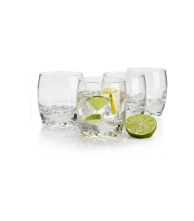 Tradineur - Set de 3 vasos de cristal "Galassia", base gruesa, resistentes, servir whisky, agua, licores, bebidas, aptos para lavavajillas, 9 x 7,5 cm, 30 cl