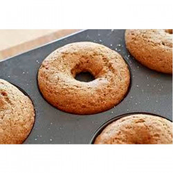 Tradineur - Molde para donuts con 6 cavidades, acero antiadherente, bandeja para hornear rosquillas, repostería, postres, 26,3 x
