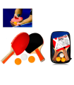 Tradineur - Set de raquetas de ping pong con 3 pelotas, madera y goma, palas de tenis de mesa, incluye bolsa de transporte, interior y exterior, deporte