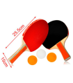 Tradineur - Set de raquetas de ping pong con 3 pelotas, madera y goma, palas de tenis de mesa, incluye bolsa de transporte, interior y exterior, deporte