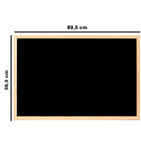 Tradineur - Pizarra Negra, Tiza blanca y Borrador - Marco de Madera - Fácil de borrar y colocar - Incluye hembrillas para colgar - Ideal para colegios, oficinas - 60 x 90 cm