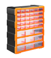 Tradineur - Caja organizadora de herramientas, multiclasificador con 39 cajones dobles transparentes, plástico, modulo, estante para tornillos, bricolaje - 47,5 x 38 x 16 cm