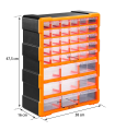 Tradineur - Caja organizadora de herramientas, multiclasificador con 39 cajones dobles transparentes, plástico, modulo, estante para tornillos, bricolaje - 47,5 x 38 x 16 cm