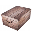 Caja de cartón plegable, caja de almacenaje, diseño madera oscura, organizador de espacios, plegable, con tapa 51 x 37 x 24 cm